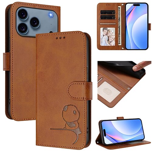 Handy Hülle Handyhüllen Für iPhone 17 Pro Max 17 Air 17 16 15 14 Pro Max Plus 13 Pro Max Mini Brieftaschenhülle Stoßfest Retro PU-Leder Image