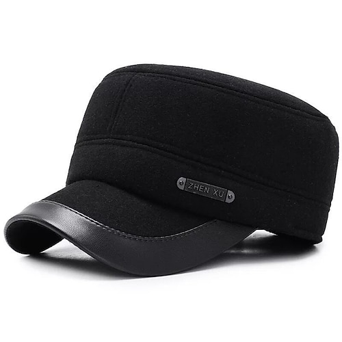 Herren Wintermützen Warme Wintermütze Winter-Baseball-Cap mit Ohrenklappen Winter-Baseballkappe Schwarz Grau Polyester Fleece Mode Moderne zeitgenössische Alltagskleidung Date Einfarbig Thermowarm Image
