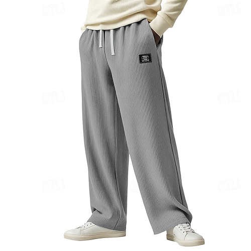 Herren Baggy-Jogginghose Jogginghose Hose Cordhose Kordelzug Tasche Elastischer Bund Einfach Komfort Sport im Freien Täglich Mode Lässig Blau Schwarz Mikroelastisch Image