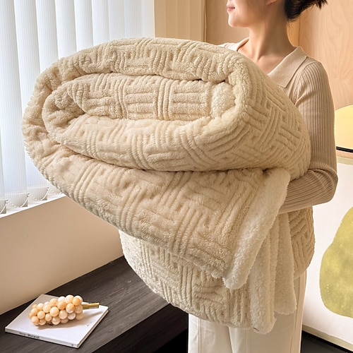 Sherpa-Fleecedecke, dicke Korallensamtdecke für ein Nickerchen im Winter, Bürodecke, weiche Sofadecke aus Milchsamt, warme Einzelbettdecke Image