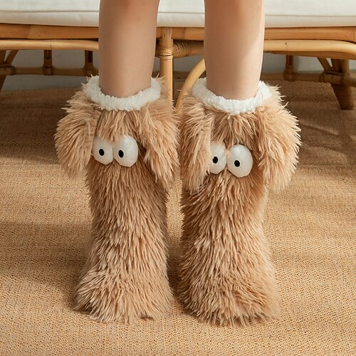 Winterliche Sherpa-Fleece-Socken, warme, dicke, rutschfeste Hausschuhe für Erwachsene, geeignet für den Innenbereich. Image