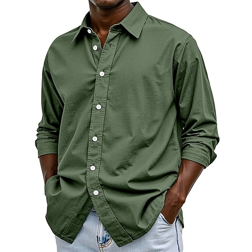 Herren Hemd Sommerhemd Freizeithemd Strandhemd Knopfhemd Schwarz Weiß Hellgrün Rote Blau Langarm Einfach Revers Urlaub Hawaiianisch Knöpfe Bekleidung Polyester Mode Lässig Bequem