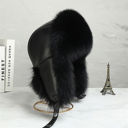 Herren Trappermütze Uschanka-Hut Fliegermütze Ohrenklappenmütze Wintermützen Schwarz Braun Polyester Fleece Mode Vintage-Stil Moderne zeitgenössische Alltagskleidung Date Einfarbig Thermowarm Image