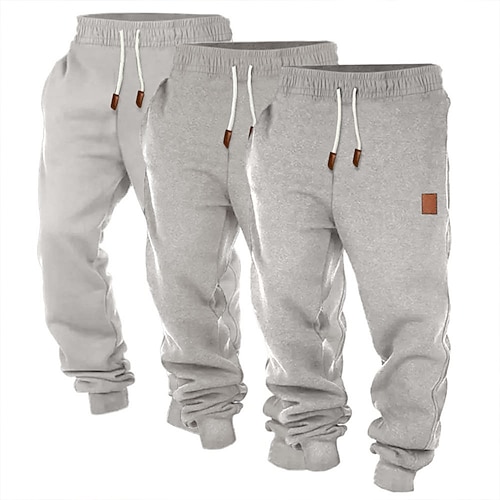 Herren Jogginghose Jogginghose Jogger Fleecehose Hose Kordelzug Elastischer Bund Mehrfachpackung Einfach Komfort Volle Länge Täglich Outdoor Ausgehen Mode Klassicher Stil SchwarzMarineblau Image