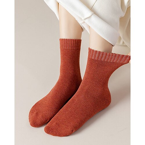 Damen Crew Socken Outdoor Täglich Ferien Einfarbig Polyester Lässig Elastisch Warm 1 Paar Image