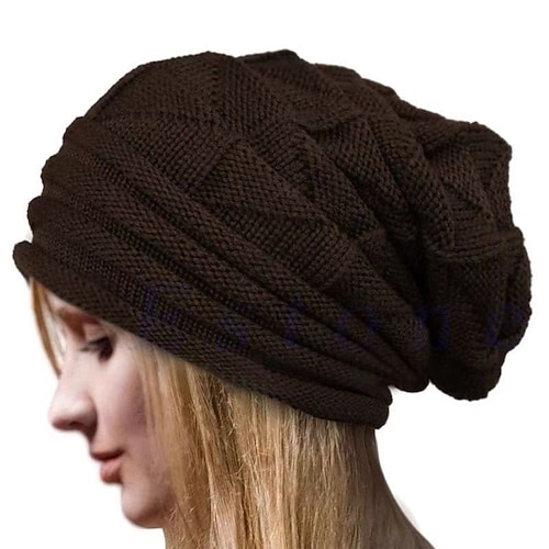Damen Hut Wintermützen Warm Ferien Wochenende Gestrickt Einfarbig Image