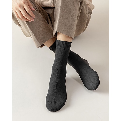 Damen Crew Socken Outdoor Täglich Ferien Einfarbig Polyester Lässig Elastisch Warm 1 Paar Image