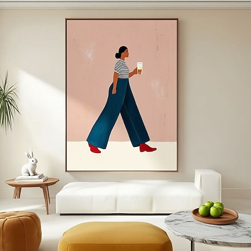 Originales Ölgemälde, handgemalt, modisches Frauenbild, Wandkunst, großes modernes Ölgemälde auf Leinwand, ausdrucksstarkes figuratives Kunstwerk für stilvolle Inneneinrichtung Image
