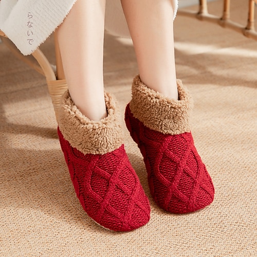 Flauschige, rutschfeste Socken für Damen, warme Hausschuhe für den Winter, kuschelige Fleece-Socken zum Schlafen zu Hause Image