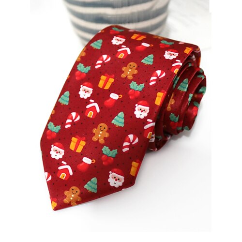 Weihnachtskrawatten für Herren aus Polyester – mit Weihnachtsmann-, Schneemann- und anderen weihnachtlichen Motiven, perfekt für Weihnachtsfeiern und festliche Anlässe. Image