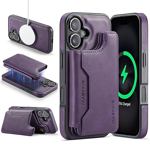 Handy Hülle Handyhüllen Für iPhone 17 16 15 14 Pro Max Plus 13 Pro Max Rückseite Stoßfest Retro TPU PC PU-Leder Image