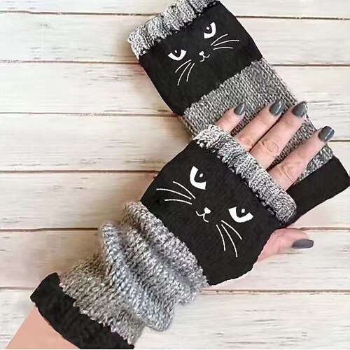 Damen 1 Paar Fingerlos / Gestrickte Handschuhe Streetwear / Outdoor Handschuhe - Druck Druck Image