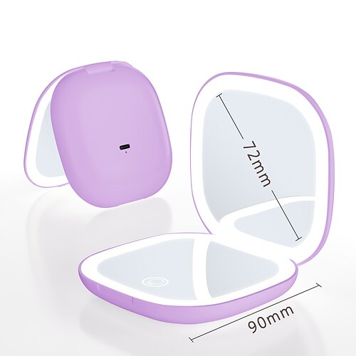 LED-Reise-Kosmetikspiegel mit 5-10-facher Vergrößerung, kompaktem USB-Ladeanschluss, faltbarem Touchscreen und einstellbarer Helligkeit – ideal für unterwegs und die Handtasche. Image
