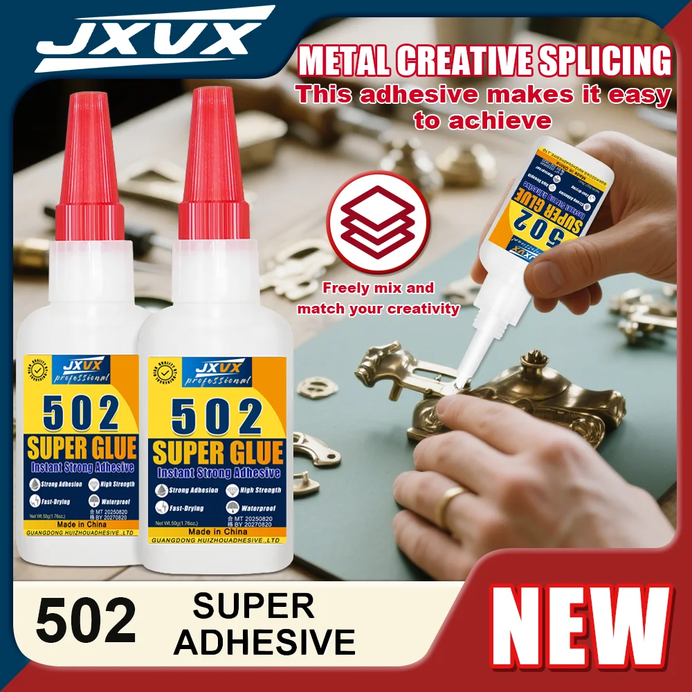 JXVX 20/35/50 g 502 Klebstoff, dünnflüssiger Superkleber mittlerer Dicke für den allgemeinen Gebrauch, Premium-CA-Klebstoff mit schneller Aushärtung für PVC, Holz, Metall, Kunststoff und mehr,