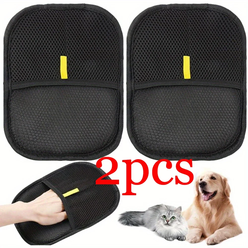 2PCS Pet Haarentferner Handschuh Doppelseitige Pelz Handschuhe Katze Hund Pelz Magnet Handschuhe für Waschen Enthaarung Reinigung Teppiche sofas 2025 Image