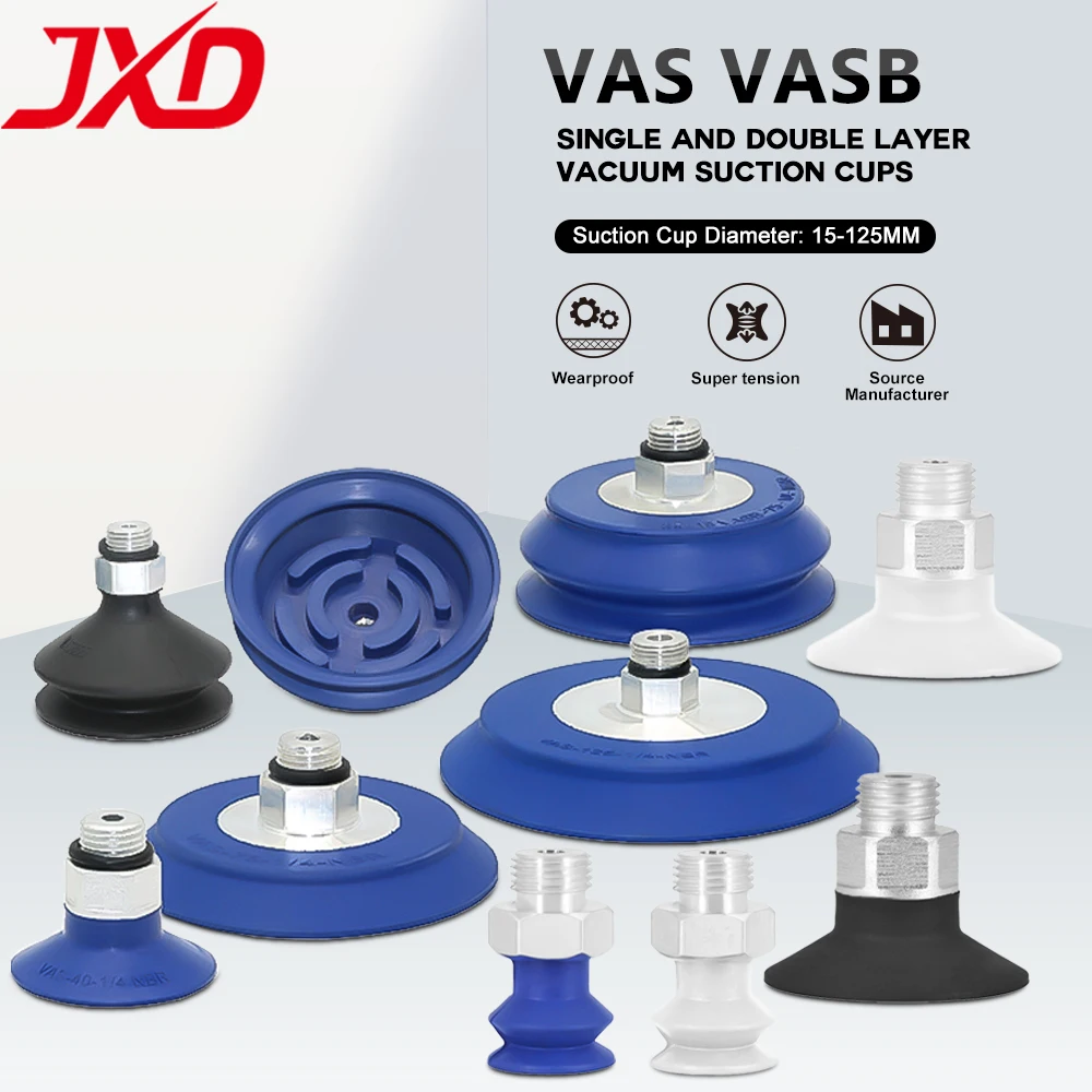 JXD Vakuumsauger für industriellen Manipulator: VASB-30-1/8, Silikon-Saugdüse VAS-15-1/8, Saugnapf mit Metallanschluss Image