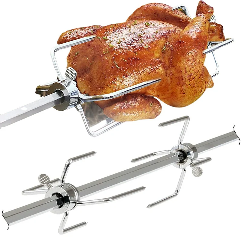 Edelstahl-Fleischgabeln, Rotisserie, Grillspieß, Gabel, Gegen-Balance-Buchse, passend für 1/2 Zoll Sechskant, 3/8 Zoll Vierkantstangen-Grillwerkzeug Image