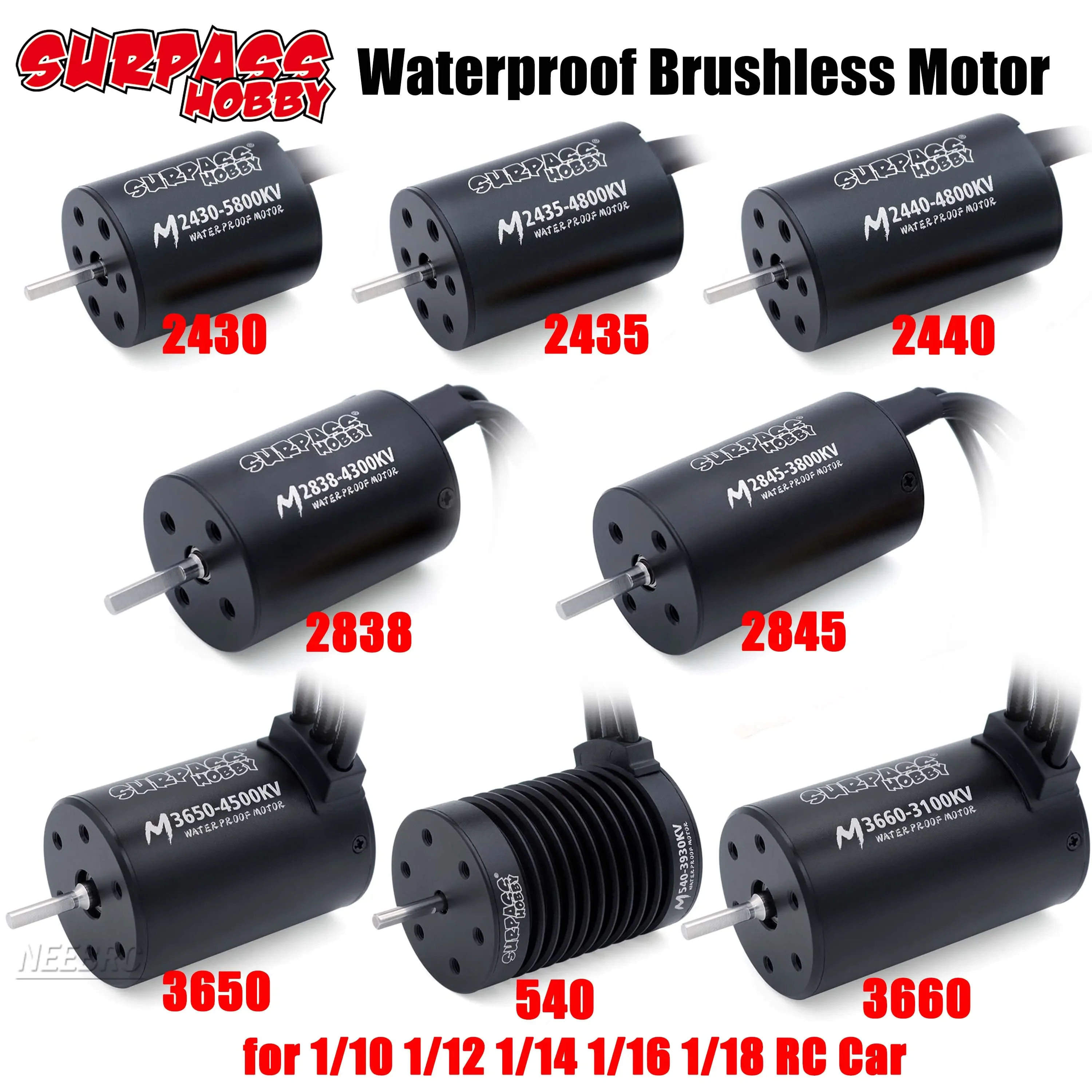SURPASS HOBBY Wasserdichter bürstenloser Motor M2430/2435/2440/2838/2845/540/3650/3660 für 1/10 1/12 1/14 1/16 1/18 RC Car Wltoys Boat