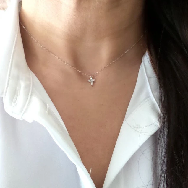 Frauen/Männer Charme Rose Gold Farbe Schmuck Großhandel Trendy 925 Sterling Silber Kreuz Anhänger Halskette Punk Stil Drop Shipping