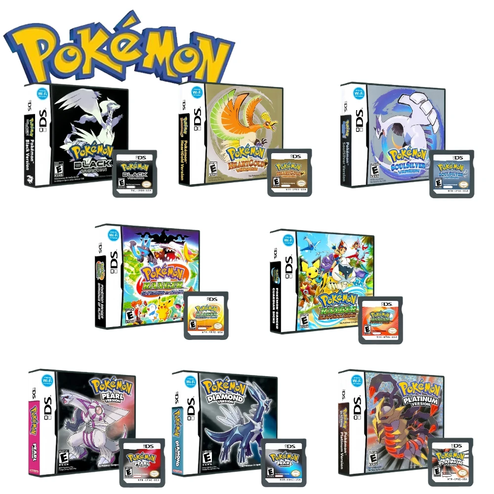 Pokemon Game Card Pocket Monster Single Card Box English Game DS NDS 3DS 3DS NDSL Game Cartridge Card Video Game Handheld Player