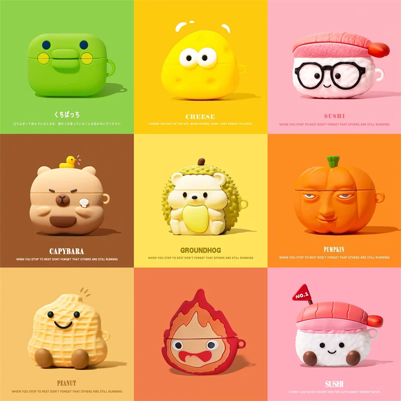 Für Apple AirPods 1 2 3 Pro 2 Fall 3D Cartoon Silikon Kopfhörer Schutzhülle 2024 Weiche Silikon Kopfhörer Fall für Airpods 4 Image