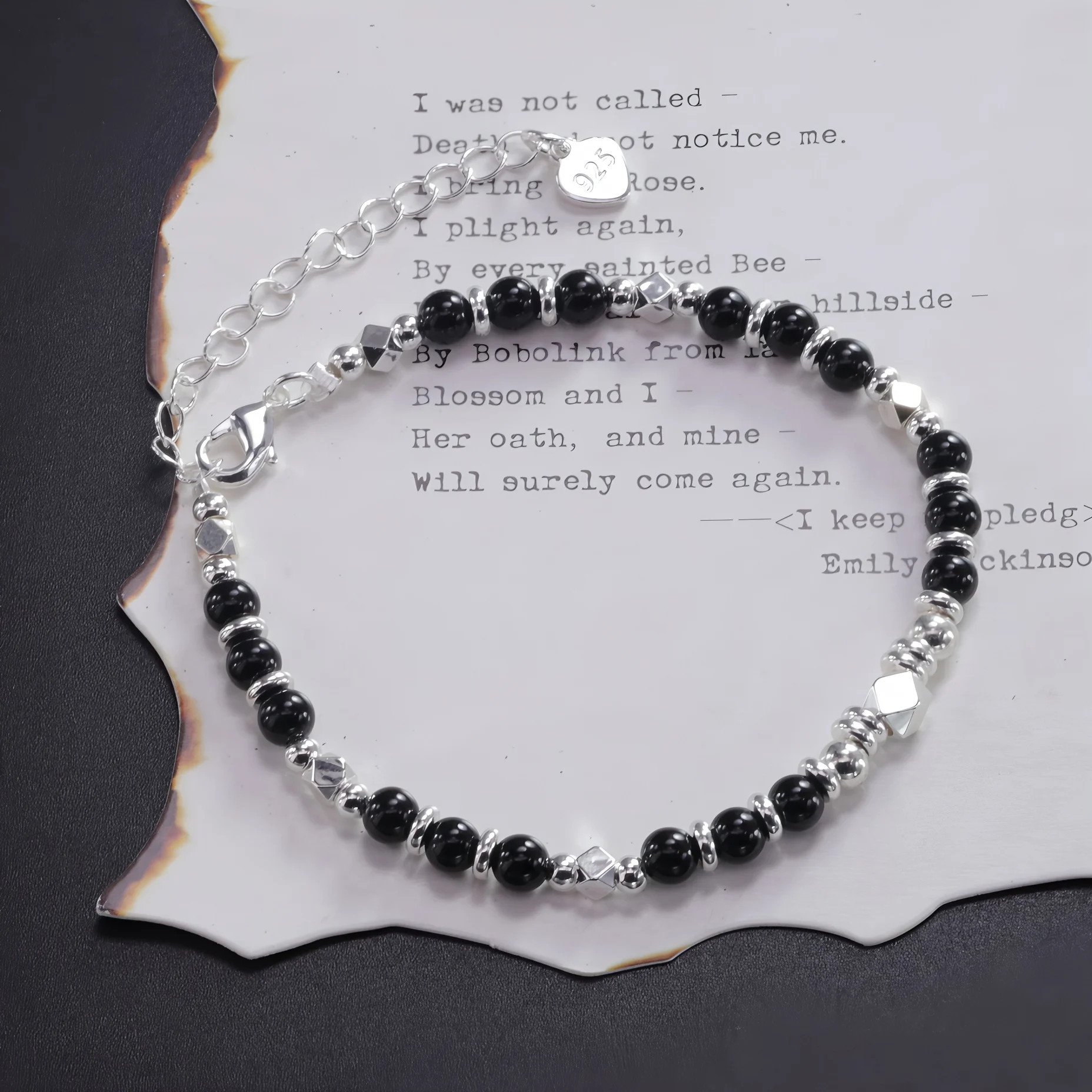 Sam Panda Armband aus 925er-Sterlingsilber für Damen, schlicht, modisch, schwarze Onyx-Perlen, einzigartiges Design, verstellbarer Schmuck, Dropshipping Image