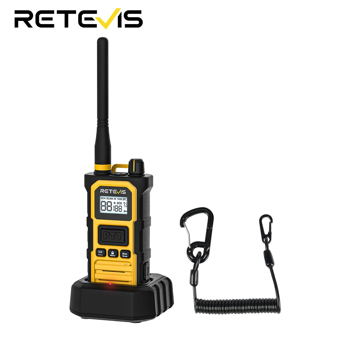 Retevis RB648Pro Walkie-Talkie mit großer Reichweite, 2800 mAh-Akku, 18 Stunden Verwendung, KI-Rauschunterdrückung, IP67, wasserdicht, Ein-Tasten-Gruppenanruf Image