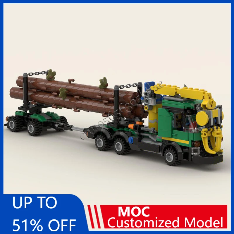 443 PCS MOC City Engineering Protokollierung Lkw Mit Pole Anhänger Modell Technologie Baustein Kreative Kinder Spielzeug Geburtstag Geschenk Image