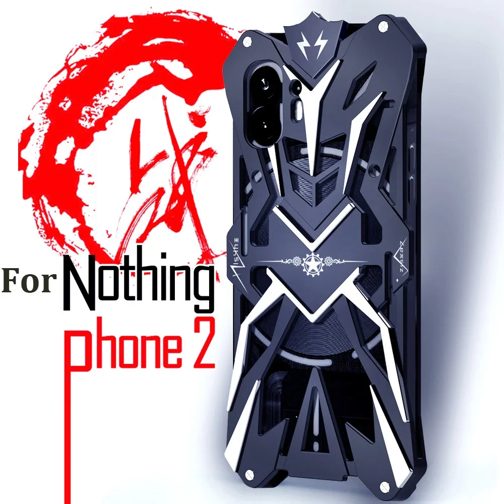 Stoßfeste Metallrüstungshülle für Nothing Phone 2-Hülle, luxuriöse Aluminium-Hohldesign-Abdeckung, Funda für Nothing Phone 2A 1-Hülle Image