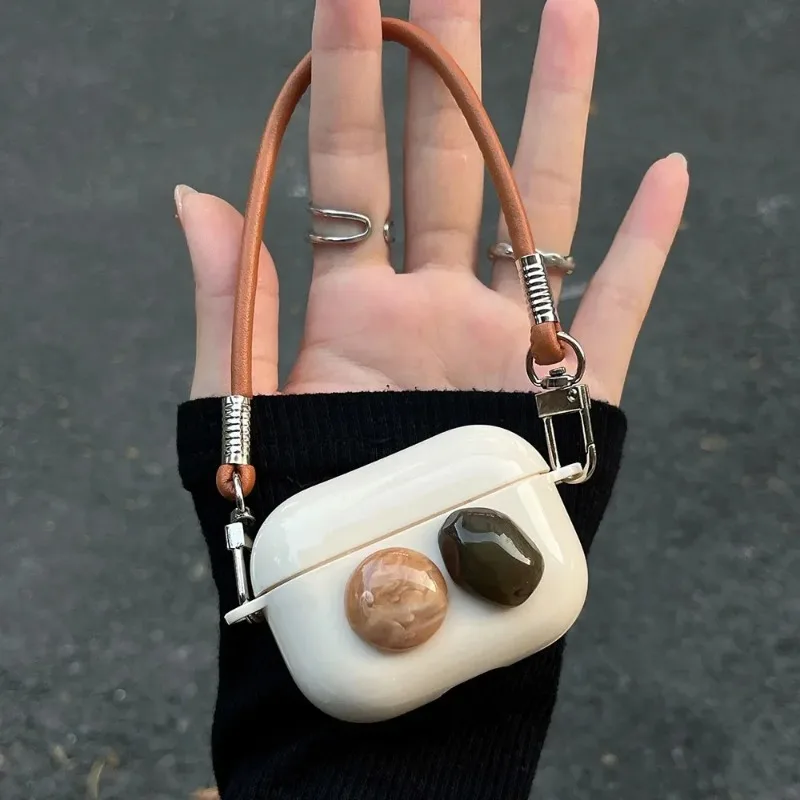 Niche Creative Geometric Gem Bluetooth-Schutzhülle aus TPU mit Trageband, tragbare Kopfhörerhülle, kompatibel mit AirPods 1/2 3 Pro Image