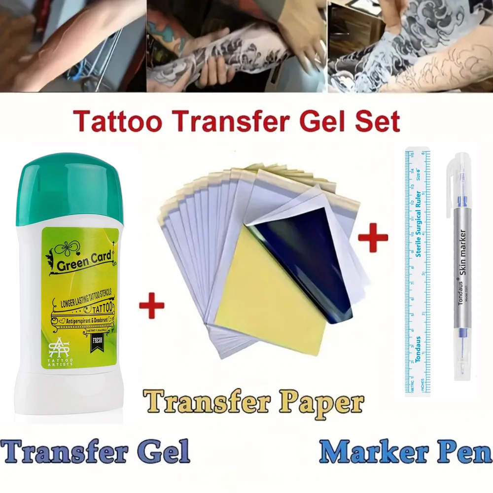 Tattoo Transfer Gel, professionelle Tattoo Schablone Magic Gel, Thermokopierer Tattoo Transfer Papier, Marker Stift Image