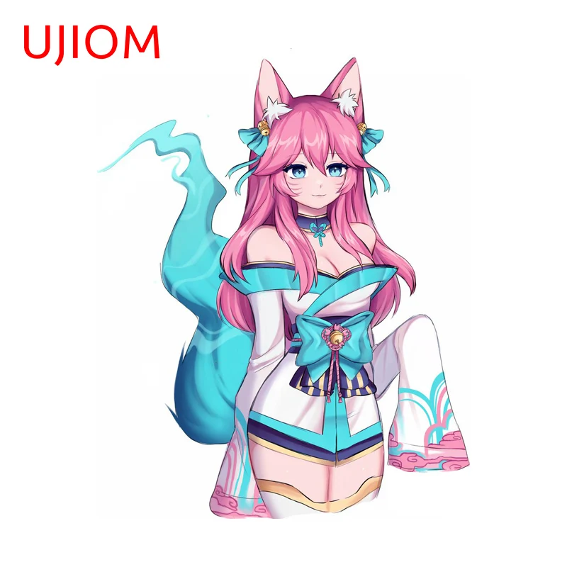 UJIOM Wunderschöner Ahri-Wandaufkleber, rosa Stil, Fuchsohren, modisch, künstlerisch, Graffiti-Aufkleber, Küche, Kühlschrank, Schrank, Dekoration Image