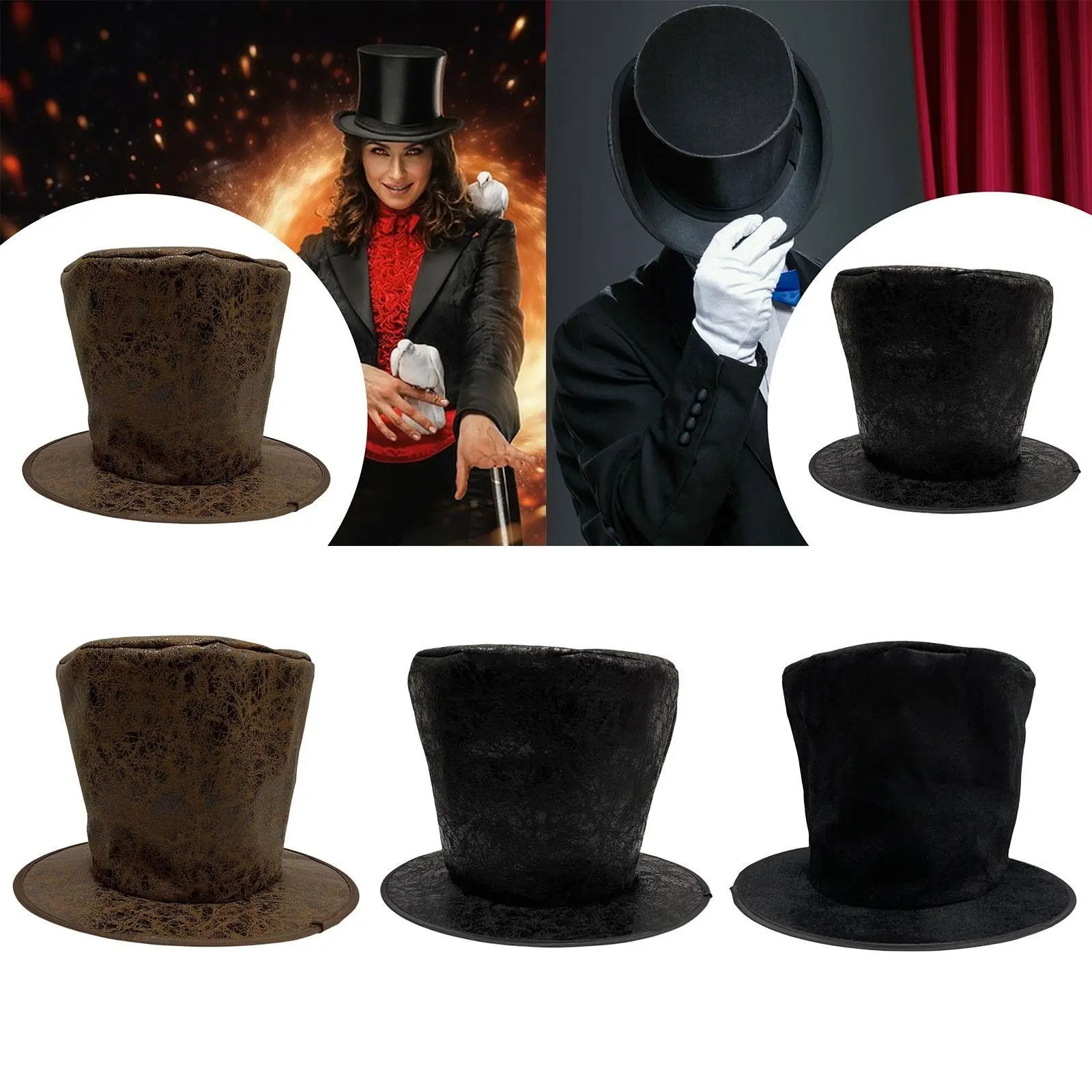 Extra hoher Zylinder, Halloween, Karneval, Rollenspiel, modisch, Urlaub, vielseitig, Bühnenaufführung, Zaubererhut, Kopfbedeckung, Kostüm Image