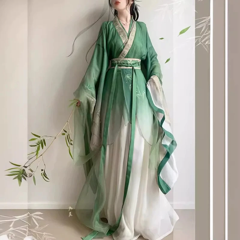 Chinesisches Hanfu-Kleid für Damen, Party-Outfit, altes traditionelles Vintage-Kostüm aus der WeiJin-Dynastie, Karneval, Cosplay Image