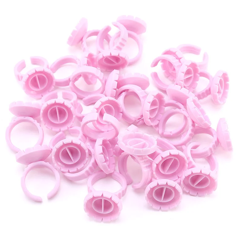 100Pcs Einweg Make-Up Werkzeuge Herz-förmigen Wimpern Kleber Ring Tasse Wimpern Verlängerung Tattoo Pigment Halter Palette Image