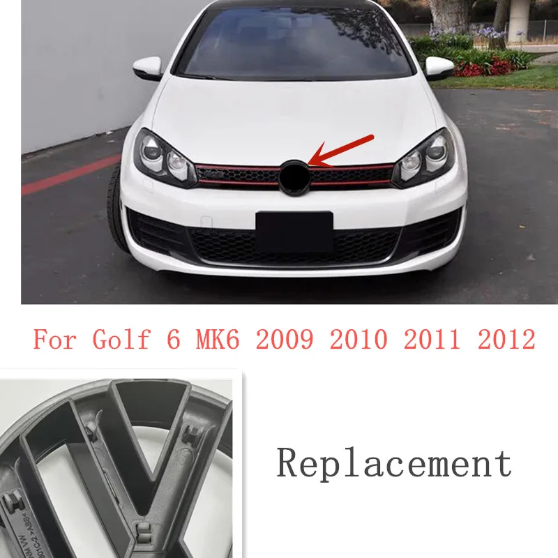 2 stücke 135mm 110mm Auto Front Grill Abzeichen und Hinten Stamm Emblem Deckel Logo Auto Styling Für Golf 6 MK6 2009 2010 2011 2012 2013 Image