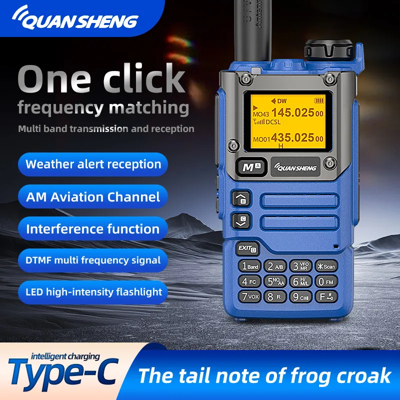 Quansheng UV-K6 Walkie Talkie 5W Air Band Radio Tyep C Charge UHF VHF DTMF FM Scrambler NOAA Drahtlose Frequenz Zwei-Wege-CB-Radio Image