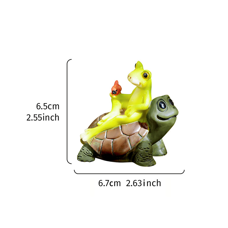 1PC Ccreative Resin Material Frog Riding Turtle Shaped Garden Decorative Item Resin Cartoon Cute Style Garden Decoration Suitable for Both Indoor And Outdoor Use