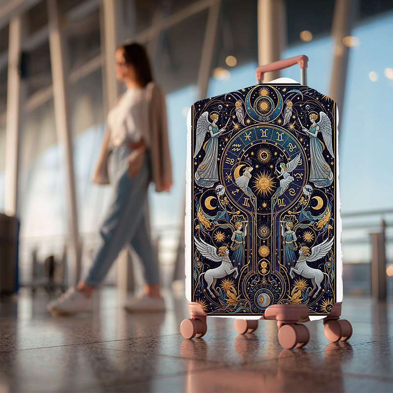 Art Style Printed Luggage Cover Stretch Suitcase Protector Elastic Travel Baggage Cover