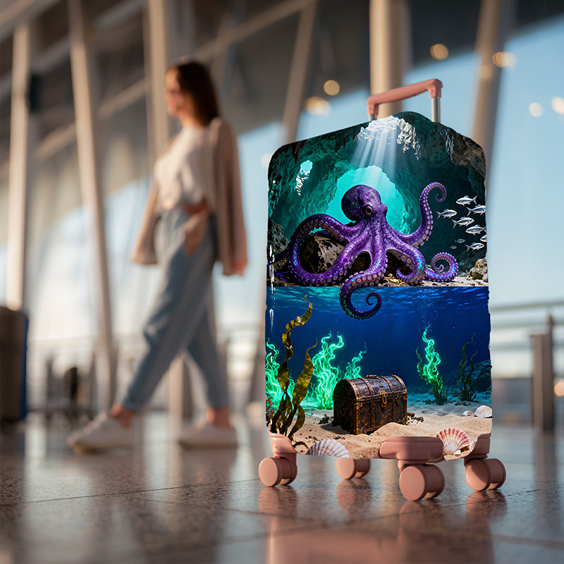 Ocean Marine Life Print Luggage Cover Stretch Suitcase Protector Elastic Travel Baggage Cover