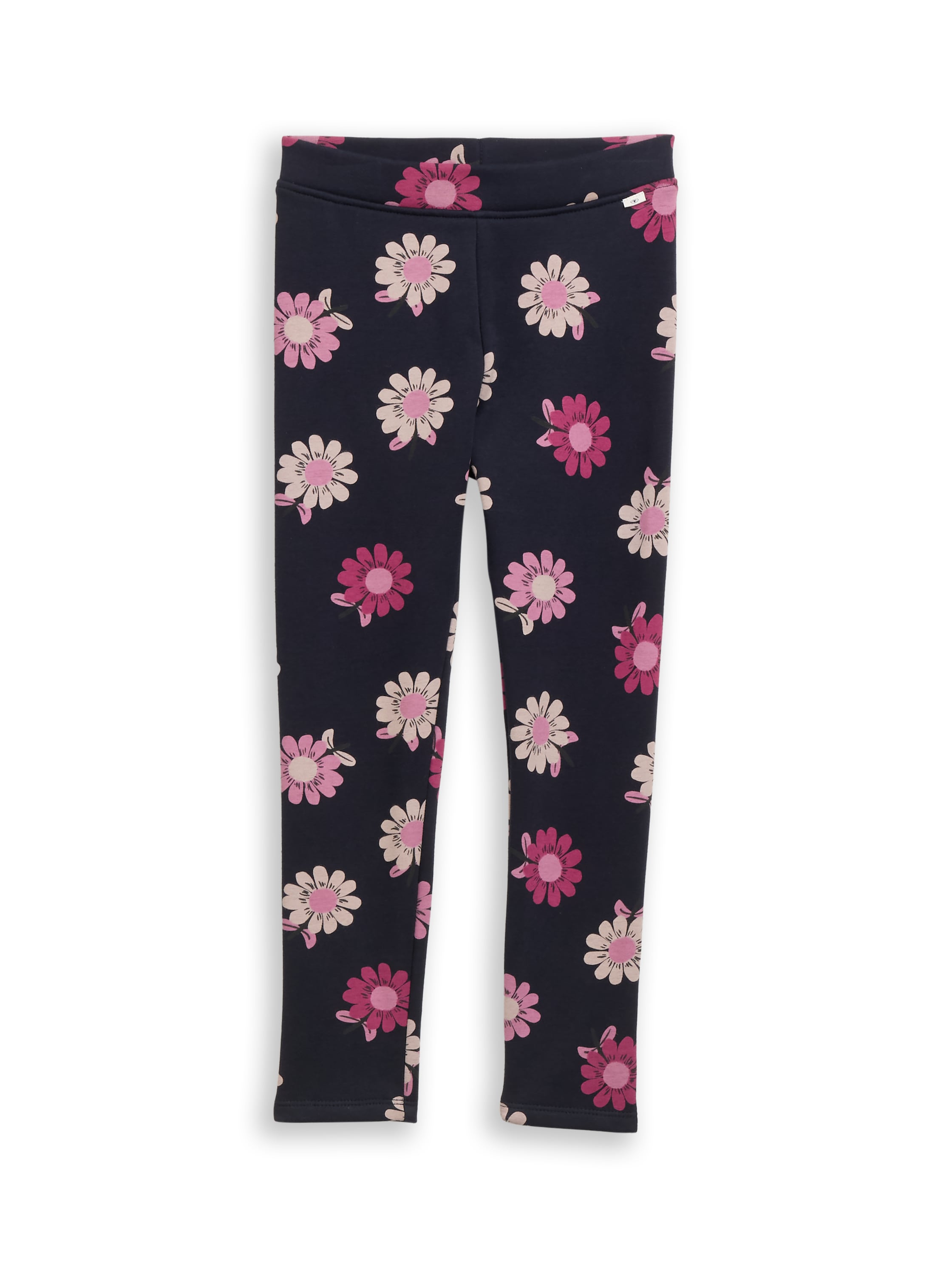 Leggings TOM TAILOR, Jungen, Gr. 104/110, N-Gr, small dunkelblau flower print, Web, Obermaterial: 70% Polyester, 28% Baumwolle, 2% Elasthan, bedruckt, skinny fit knöchellang, Hosen Leggings, mit All-Over Print