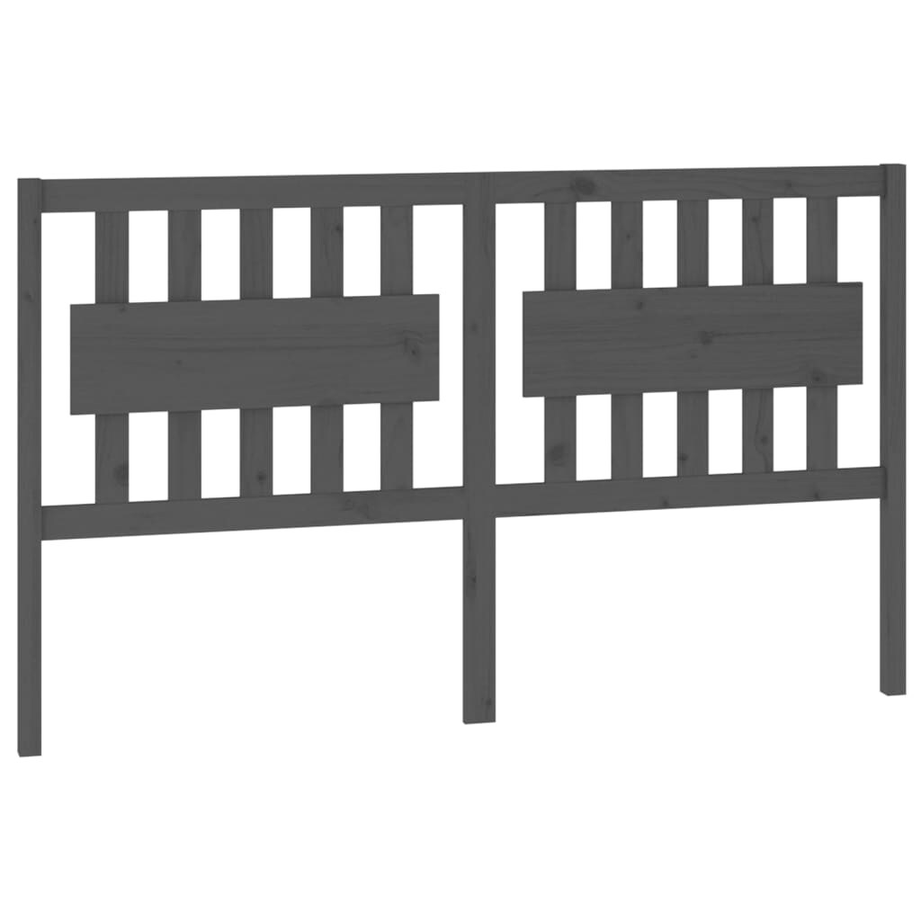 vidaXL Bett-Kopfteil Grau 165,5x4x100 cm Massivholz Kiefer Image