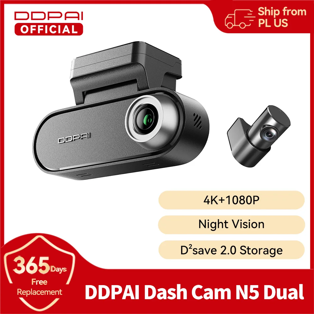 DDPAI N5 Dual Dash Cam Vorne und Hinten 4K Ultra HD Auto DVR AI Basis Radar NightVIS ADAS GPS Auto Aufnahme Dash Kamera