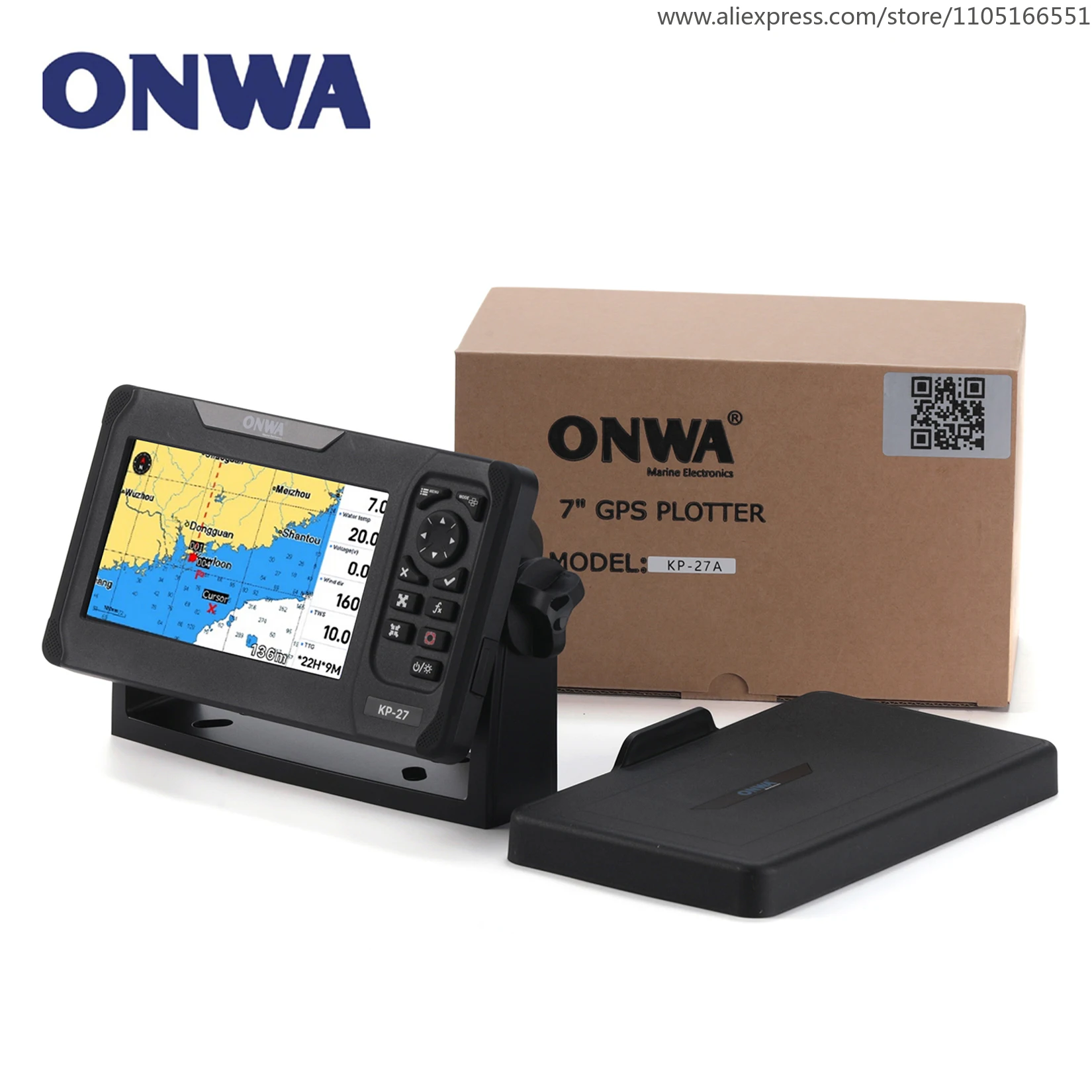 ONWA KP-27A traceur de cartes GPS GALILEO 7 pouces avec antenne GPS et transpondeur AIS intégré de classe B + Combo navigateur GPS marin