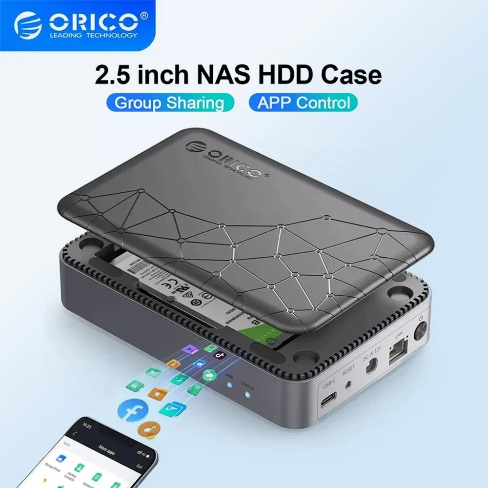 ORICO 2,5 Zoll SATA SSD-Gehäuse NAS Netzwerk HDD Aufbewahrungskoffer HD Externe Box USB-Festplatte Haus Personal Cloud Server Image