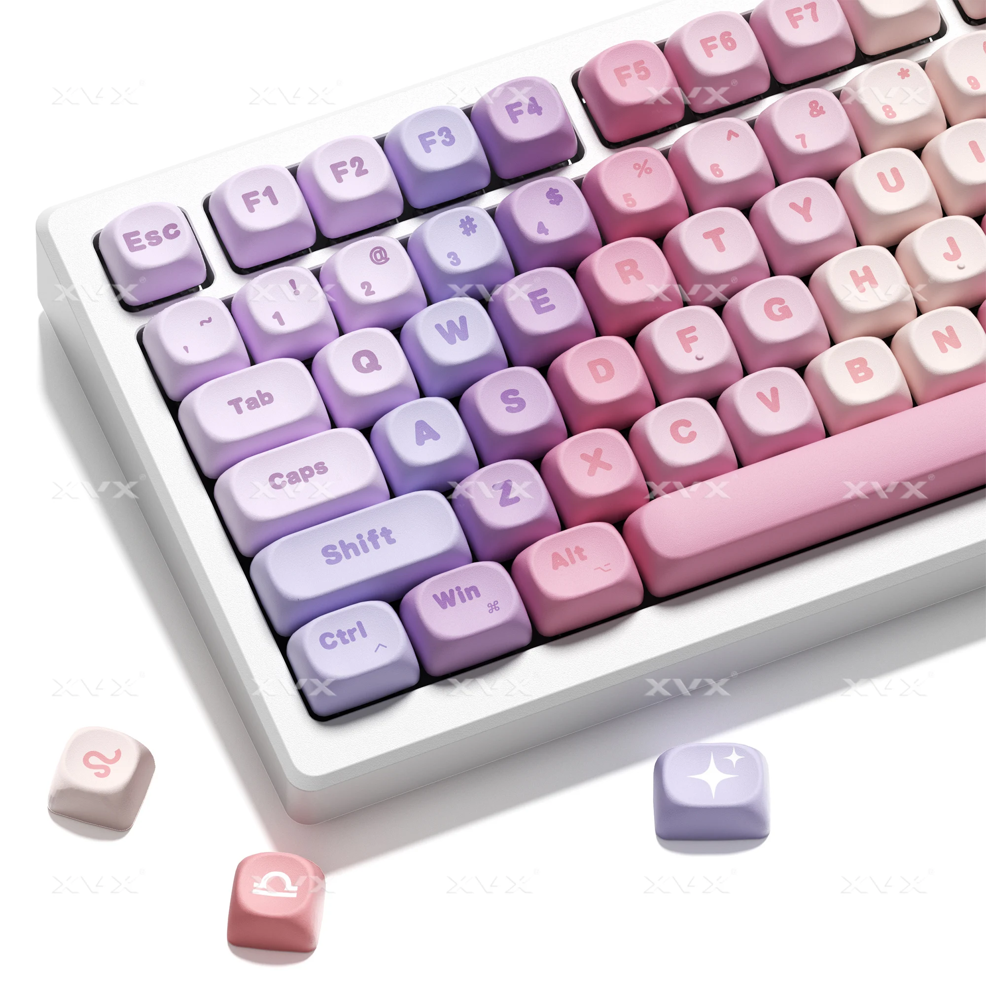 XVX Zodiac Theme Rainbow Keycaps MOA Profile Dye-Sub PBT Pink Keycap Set 133-Tasten (nur Keycap) Image