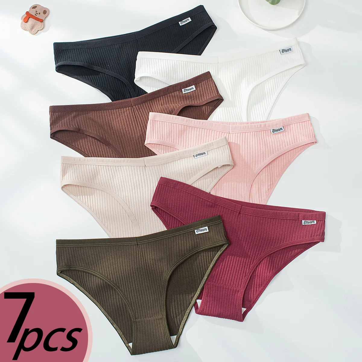 7 Paar gemischte Basic-Slips und vielseitige, bequeme, weiche, atmungsaktive und hochwertige Damenunterwäsche und Mädchenunterwäsche Image