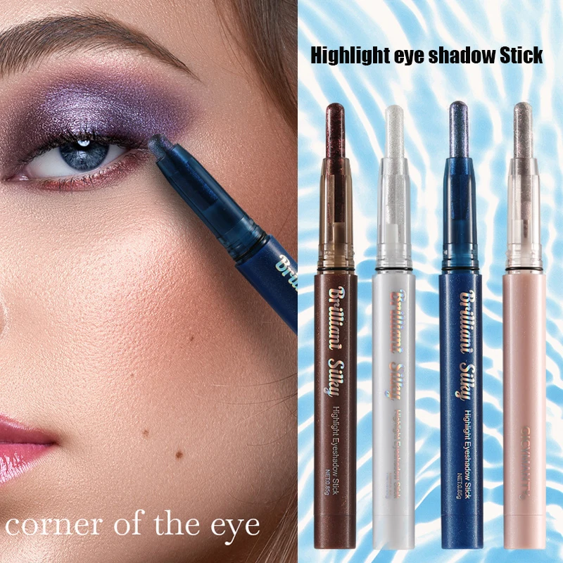 Lazy Eye Shadow Brush One Wipe Forming White Eye Makeup Neuer Hochglanz-Seidenraupen-Liegestift Stick Doppelkopf Dual-Purpose Image