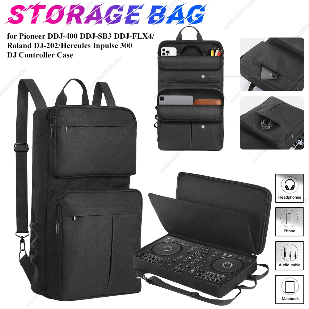 DJ-Rucksack für Pioneer DDJ-400/DDJ-FLX4 für Roland DJ-202 DJ-Mixer-Koffer, Reisetui, kratzfest, verstellbarer Schultergurt Image