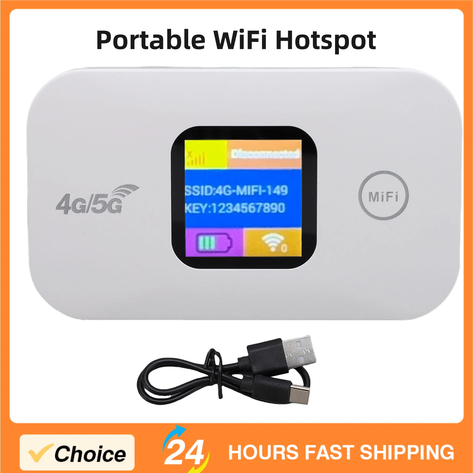 2100-mAh-Akku, 4G, 5G, 300 Mbit/s, mobiler Hotspot, stabile Verbindung, LED-Display, unterstützt 10 Geräte, WiFi-Hotspot für Wohnmobile, Reisen im Freien Image